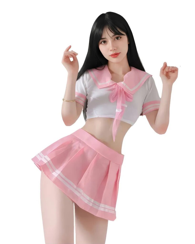 uniforme diseño japones rosa sexy corto webcam