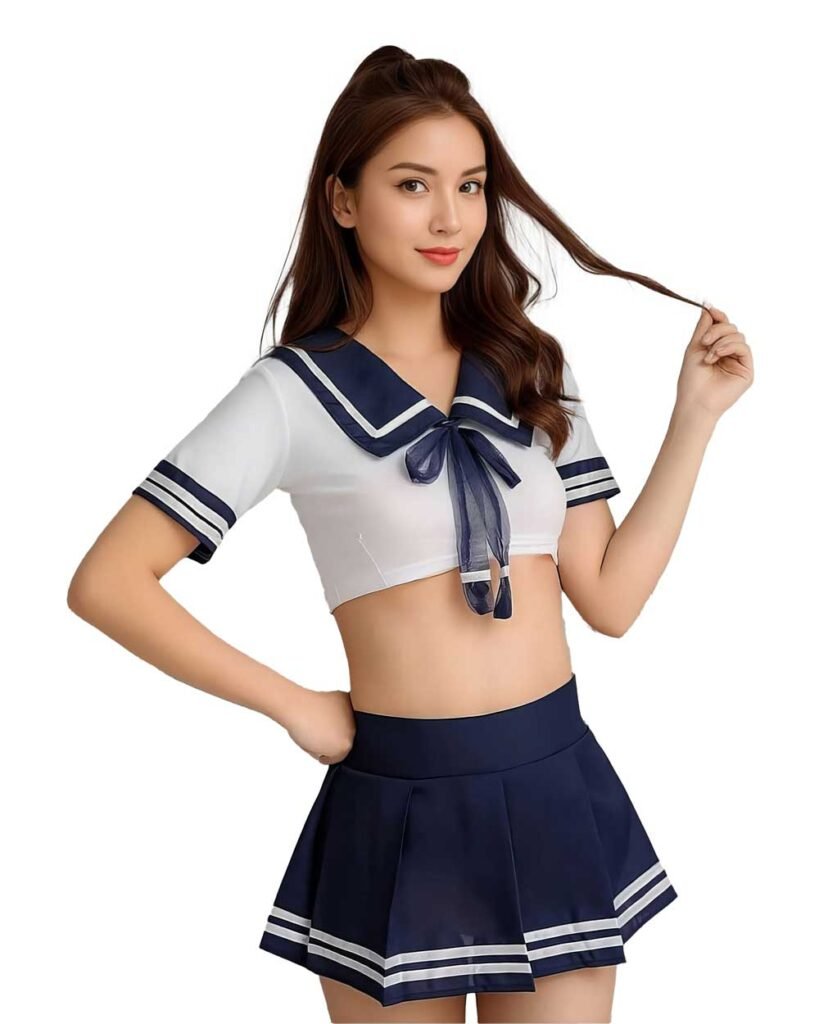 uniforme diseño japones azul sexy corto webcam