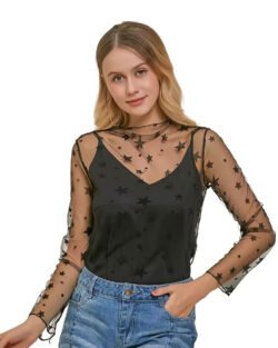 blusa de malla transparente estrellas