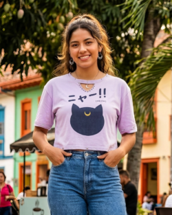 camiseta estampada gato sailor moon