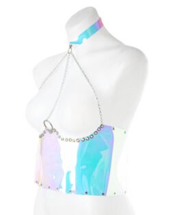 arnes erotico pecho cadena y cintura tornasol mujer